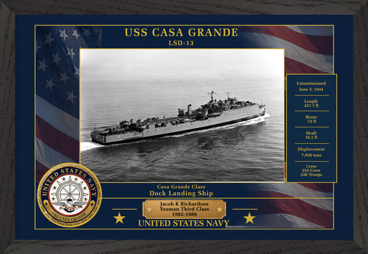 USS Casa Grande LSD-13 Framed Patriotic Photo