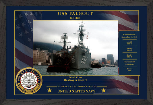 USS Falgout DE-324 Framed Patriotic Photo