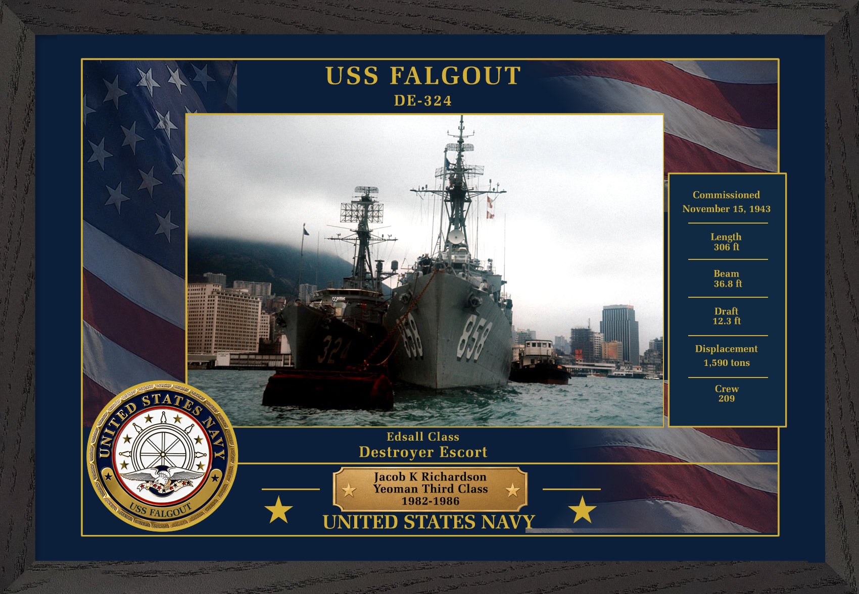 USS Falgout DE-324 Framed Patriotic Photo
