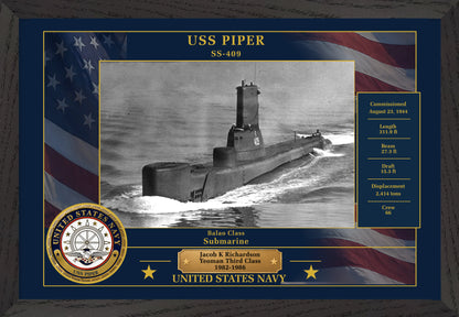 USS Piper SS-409 Framed Patriotic Photo