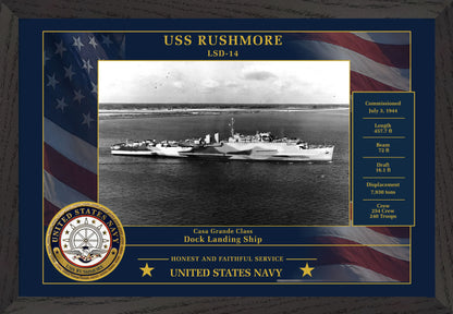 USS Rushmore LSD-14 Framed Patriotic Photo