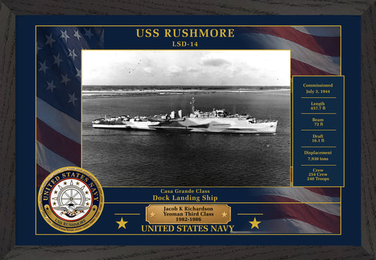 USS Rushmore LSD-14 Framed Patriotic Photo