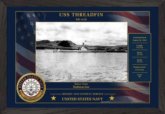 USS Threadfin SS-410 Framed Patriotic Photo