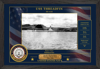 USS Threadfin SS-410 Framed Patriotic Photo