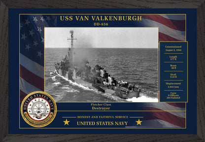 USS Van Valkenburgh DD-656 Framed Patriotic Photo