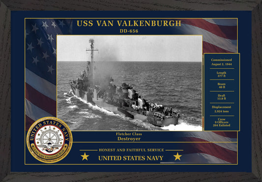 USS Van Valkenburgh DD-656 Framed Patriotic Photo