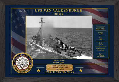 USS Van Valkenburgh DD-656 Framed Patriotic Photo