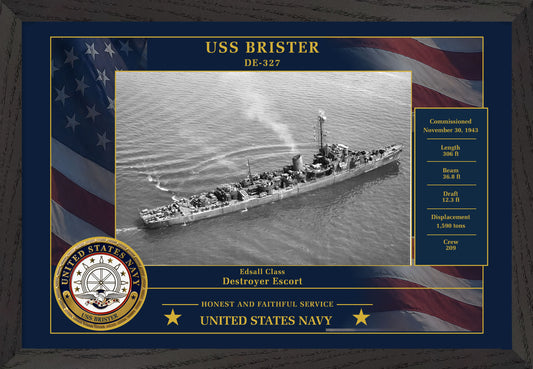 USS Brister DE-327 Framed Patriotic Photo