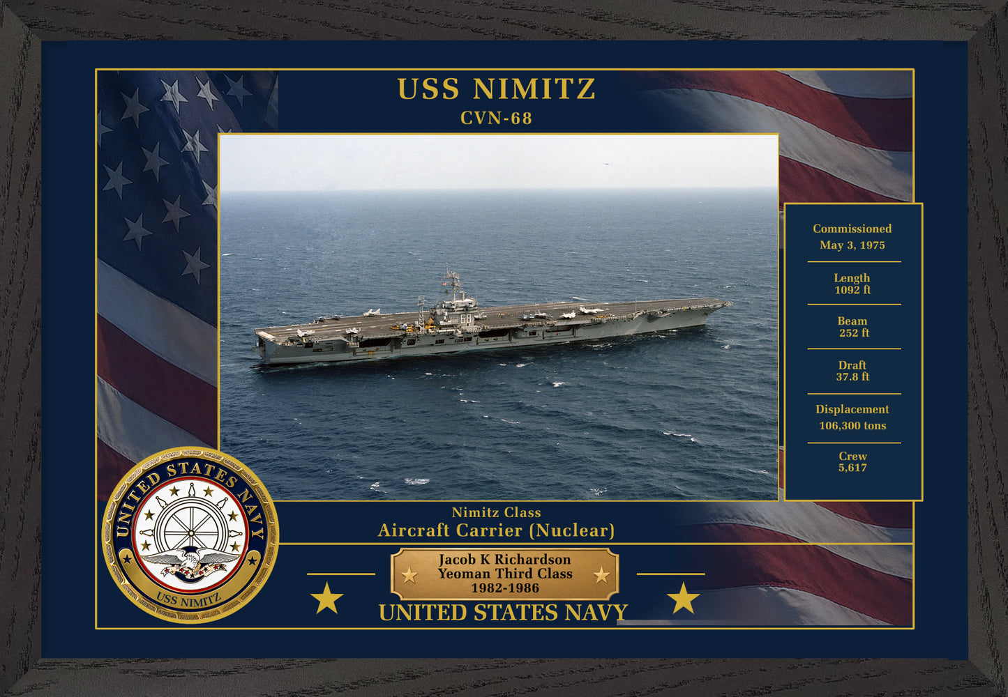 USS Nimitz CVN-68 Framed Patriotic Photo