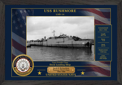 USS Rushmore LSD-14 Framed Patriotic Photo