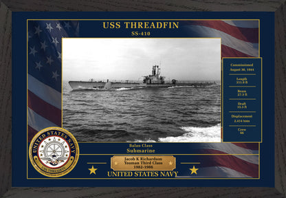 USS Threadfin SS-410 Framed Patriotic Photo