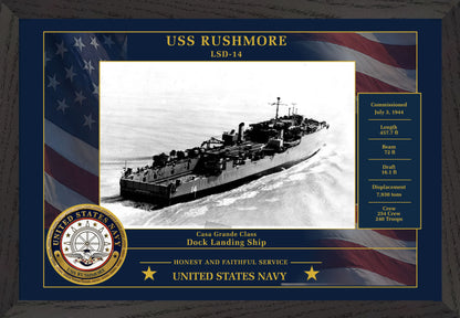 USS Rushmore LSD-14 Framed Patriotic Photo