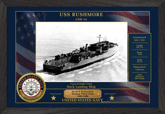 USS Rushmore LSD-14 Framed Patriotic Photo