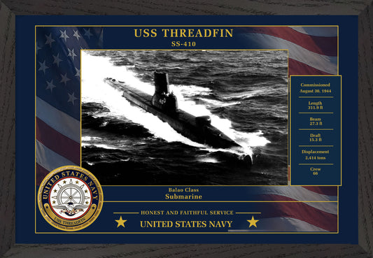 USS Threadfin SS-410 Framed Patriotic Photo