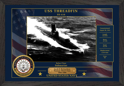 USS Threadfin SS-410 Framed Patriotic Photo