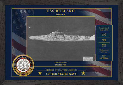 USS Bullard DD-660 Framed Patriotic Photo