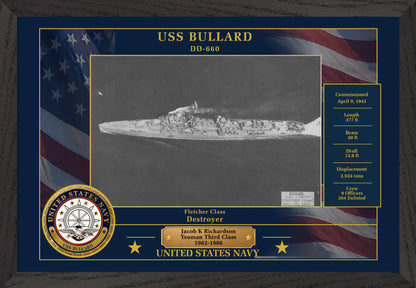 USS Bullard DD-660 Framed Patriotic Photo