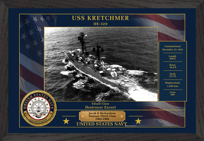 USS Kretchmer DE-329 Framed Patriotic Photo