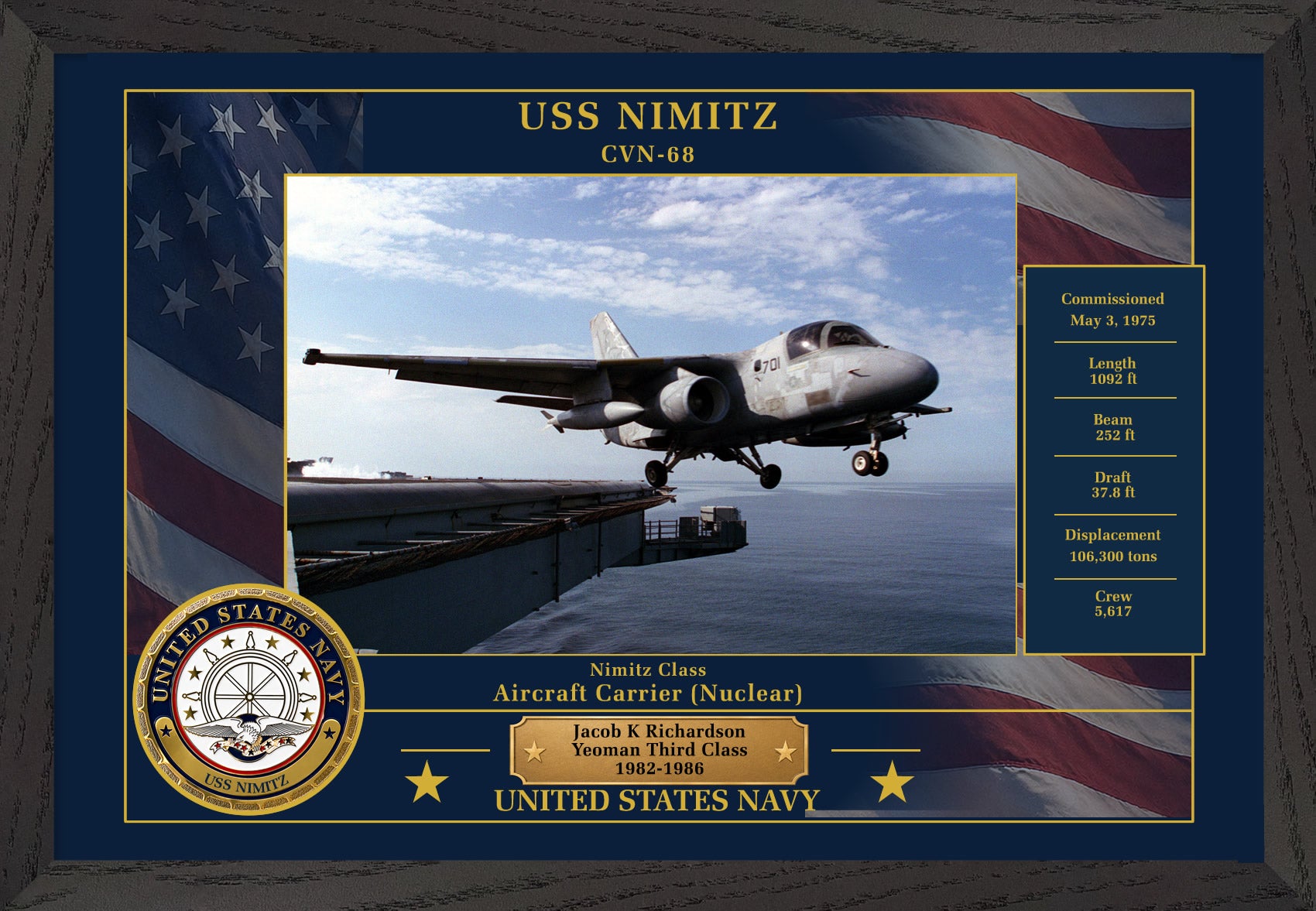USS Nimitz CVN-68 Framed Patriotic Photo