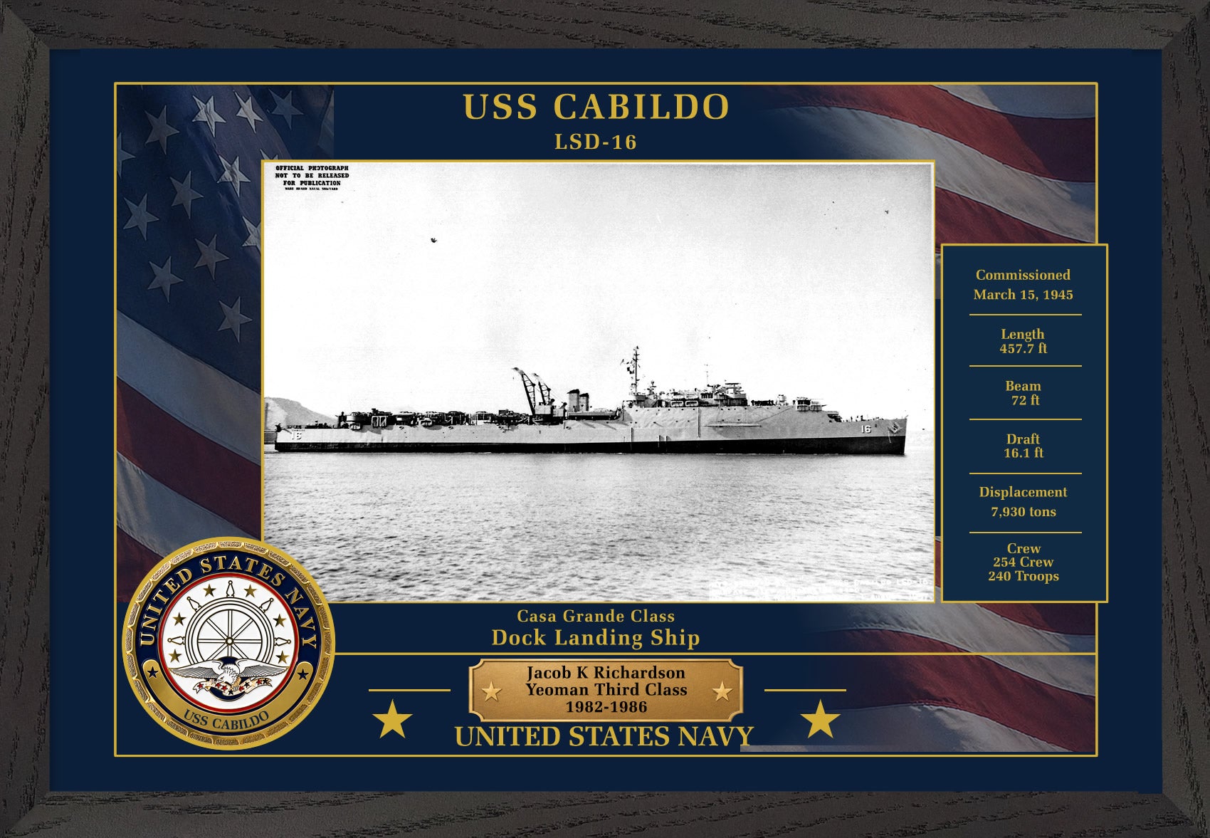 USS Cabildo LSD-16 Framed Patriotic Photo