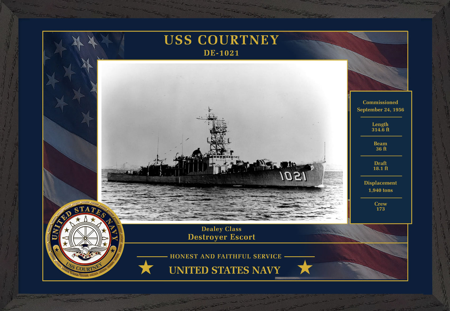 USS Courtney DE-1021 Framed Patriotic Photo