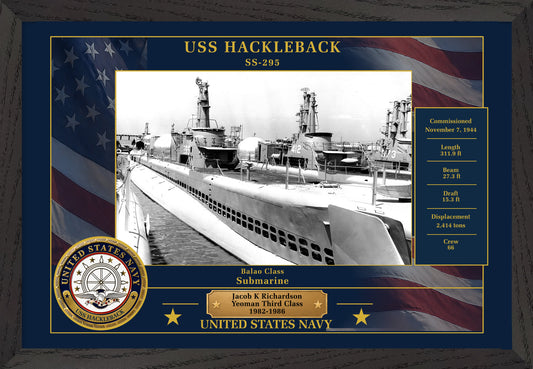 USS Hackleback SS-295 Framed Patriotic Photo