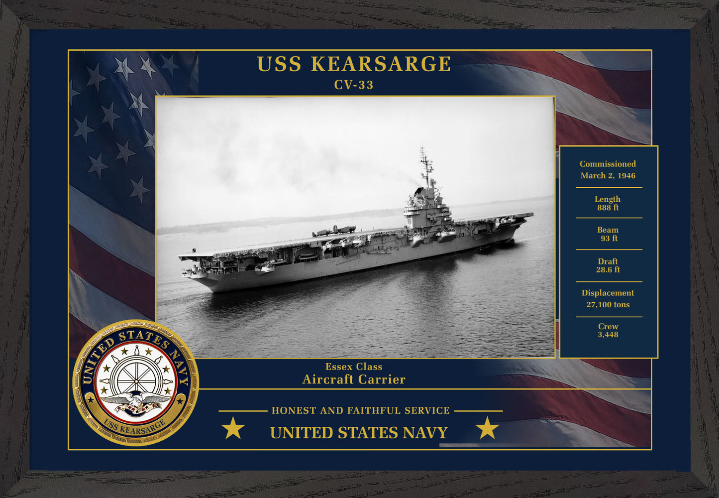 USS Kearsarge CV-33 Framed Patriotic Photo
