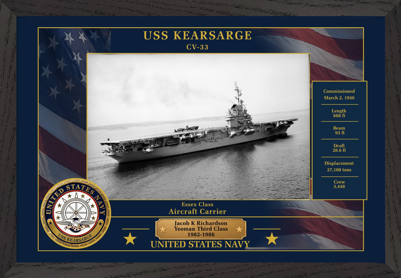 USS Kearsarge CV-33 Framed Patriotic Photo