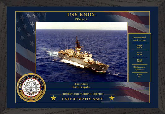 USS Knox FF-1052 Framed Patriotic Photo