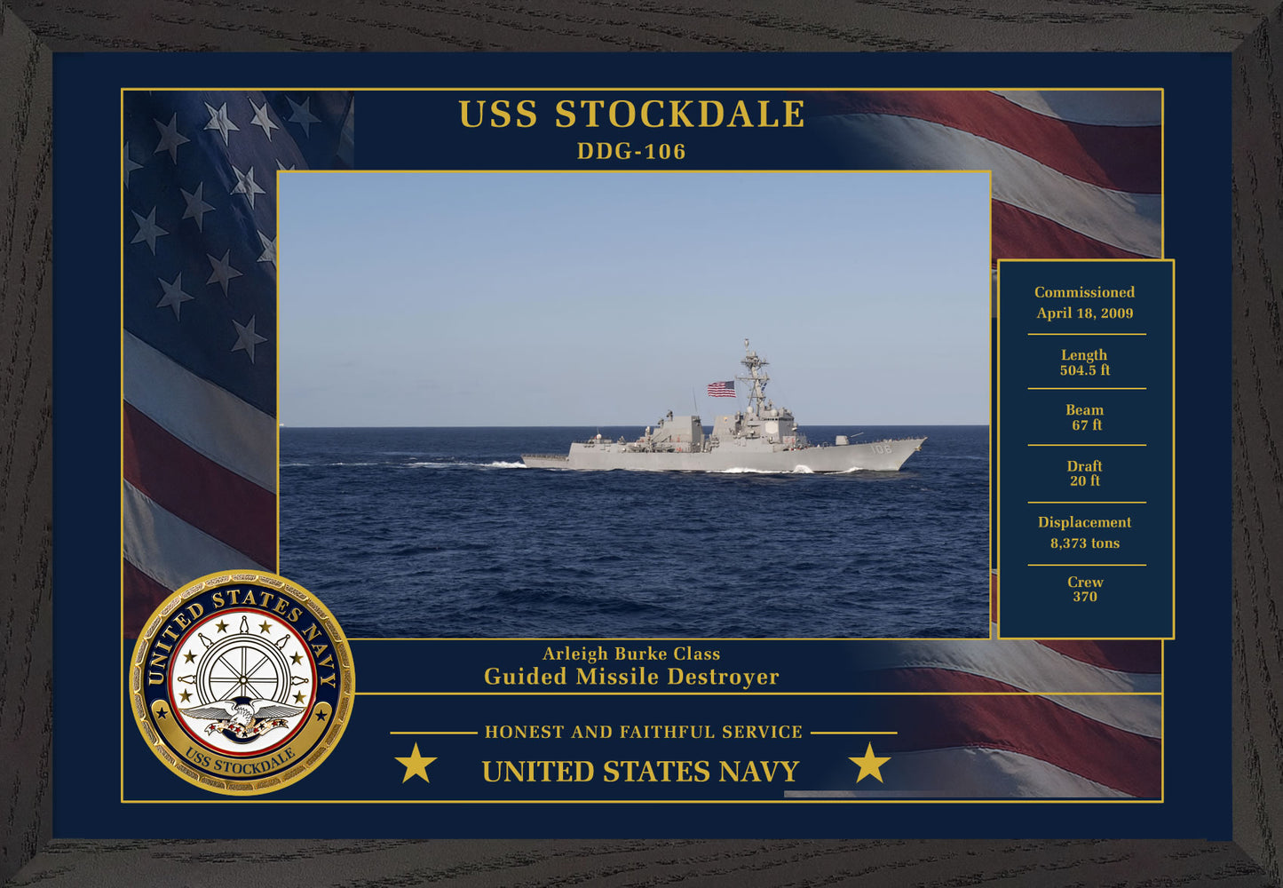 USS Stockdale DDG-106 Framed Patriotic Photo