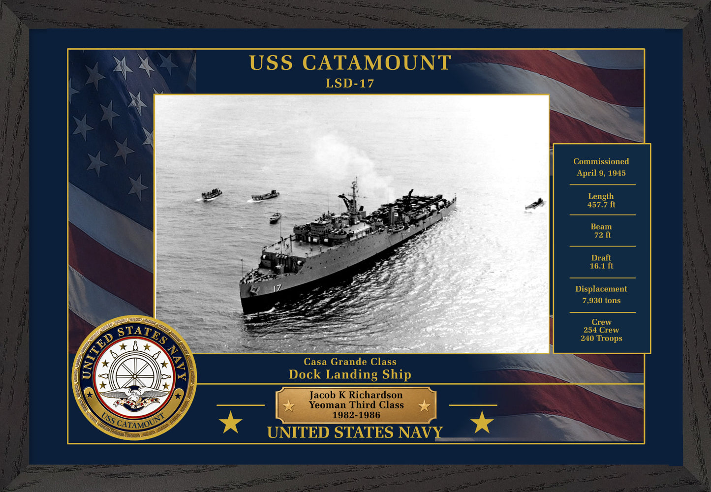 USS Catamount LSD-17 Framed Patriotic Photo