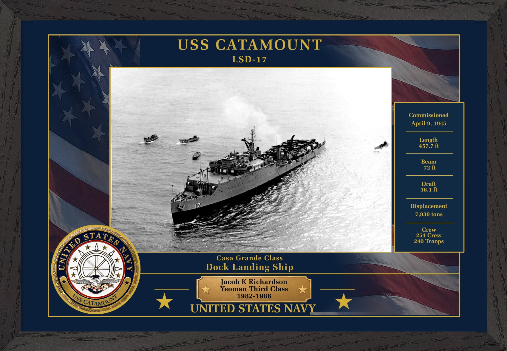 USS Catamount LSD-17 Framed Patriotic Photo