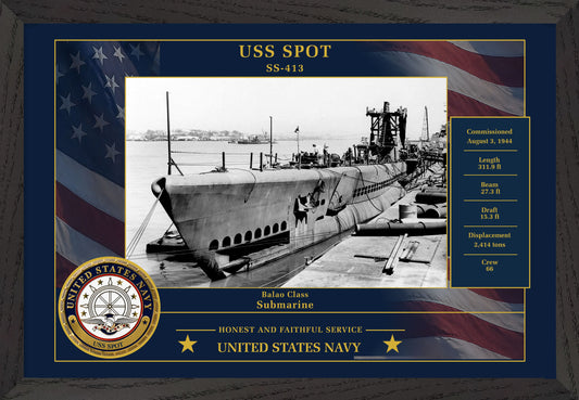 USS Spot SS-413 Framed Patriotic Photo