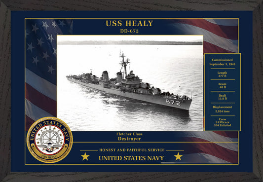 USS Healy DD-672 Framed Patriotic Photo