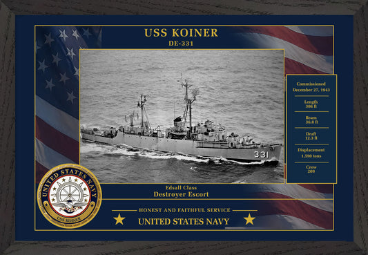 USS Koiner DE-331 Framed Patriotic Photo