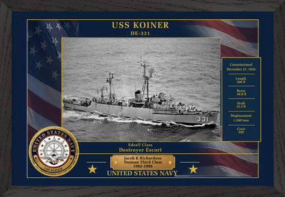 USS Koiner DE-331 Framed Patriotic Photo