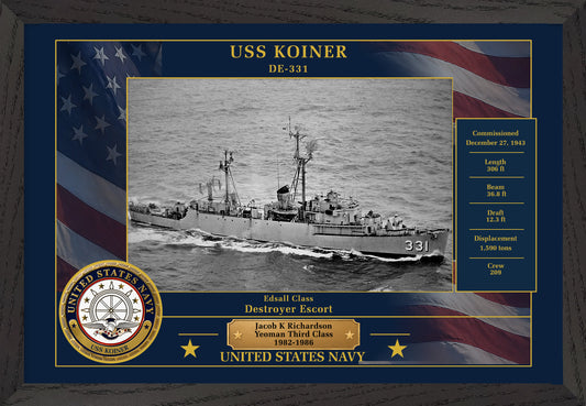 USS Koiner DE-331 Framed Patriotic Photo