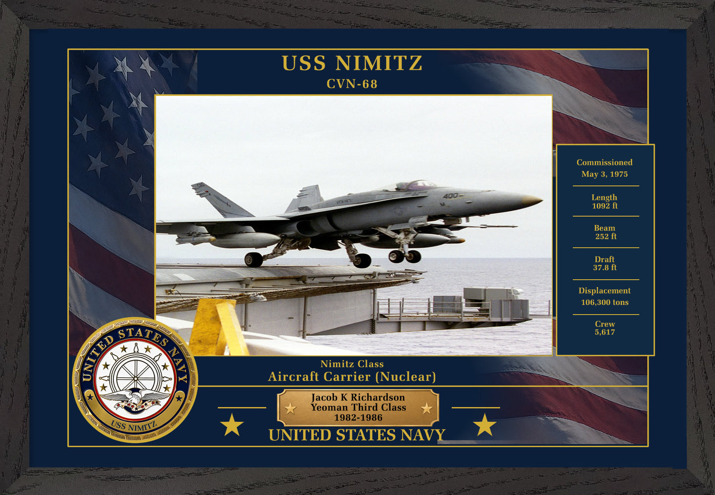 USS Nimitz CVN-68 Framed Patriotic Photo