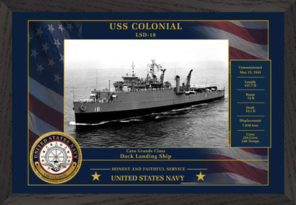 USS Colonial LSD-18 Framed Patriotic Photo
