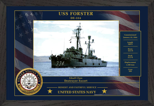 USS Forster DE-334 Framed Patriotic Photo