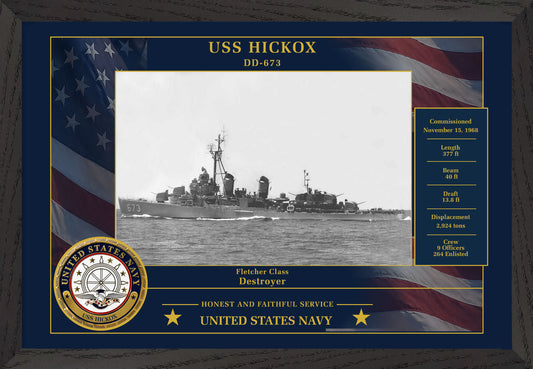 USS Hickox DD-673 Framed Patriotic Photo
