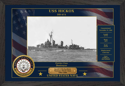 USS Hickox DD-673 Framed Patriotic Photo