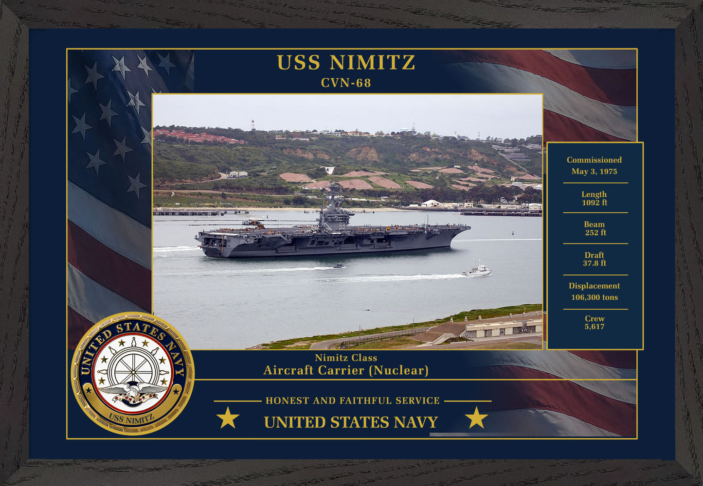 USS Nimitz CVN-68 Framed Patriotic Photo