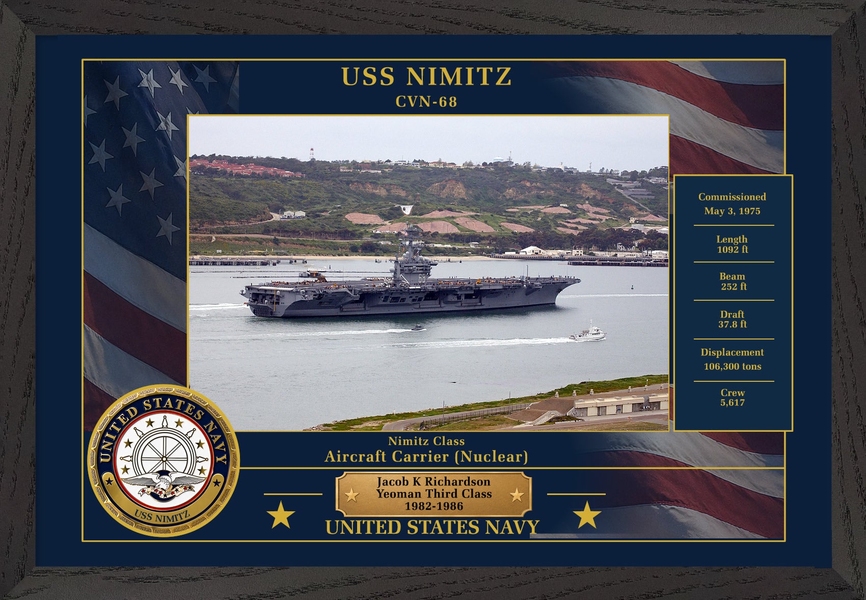 USS Nimitz CVN-68 Framed Patriotic Photo