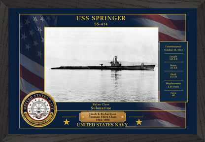 USS Springer SS-414 Framed Patriotic Photo