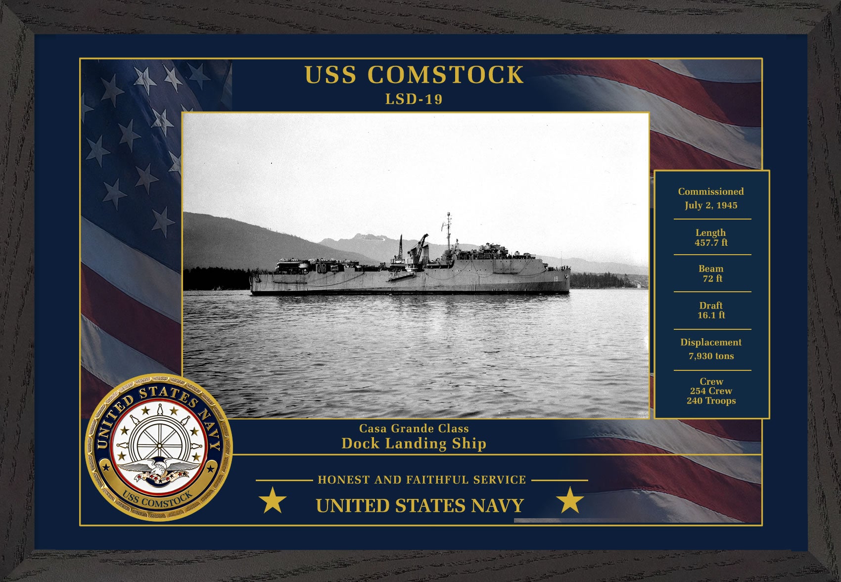 USS Comstock LSD-19 Framed Patriotic Photo