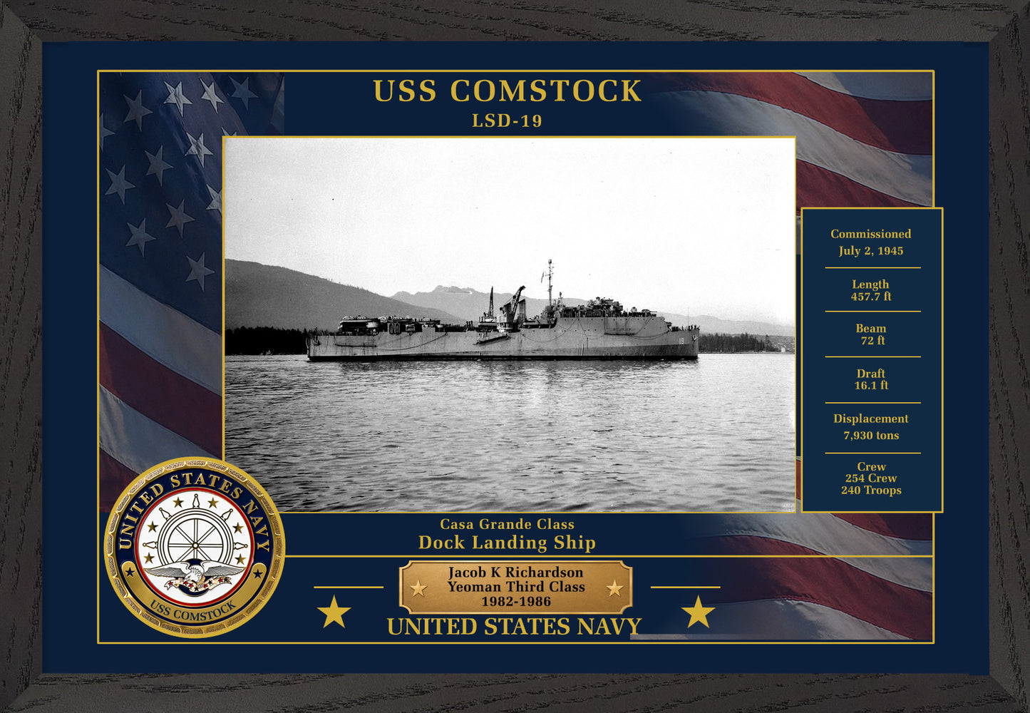 USS Comstock LSD-19 Framed Patriotic Photo