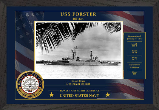 USS Forster DE-334 Framed Patriotic Photo