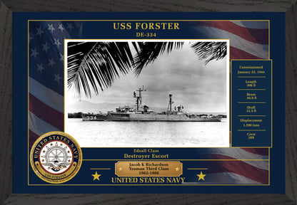 USS Forster DE-334 Framed Patriotic Photo