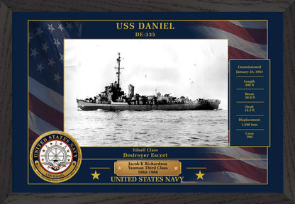 USS Daniel DE-335 Framed Patriotic Photo